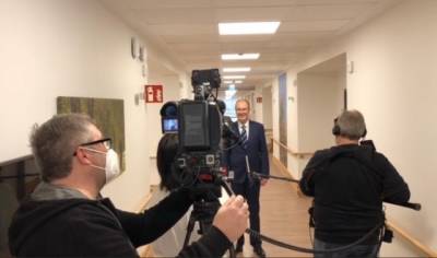 Fernsehaufnahmen zum Thema Gesundheitswesen im Seniorenzentrum